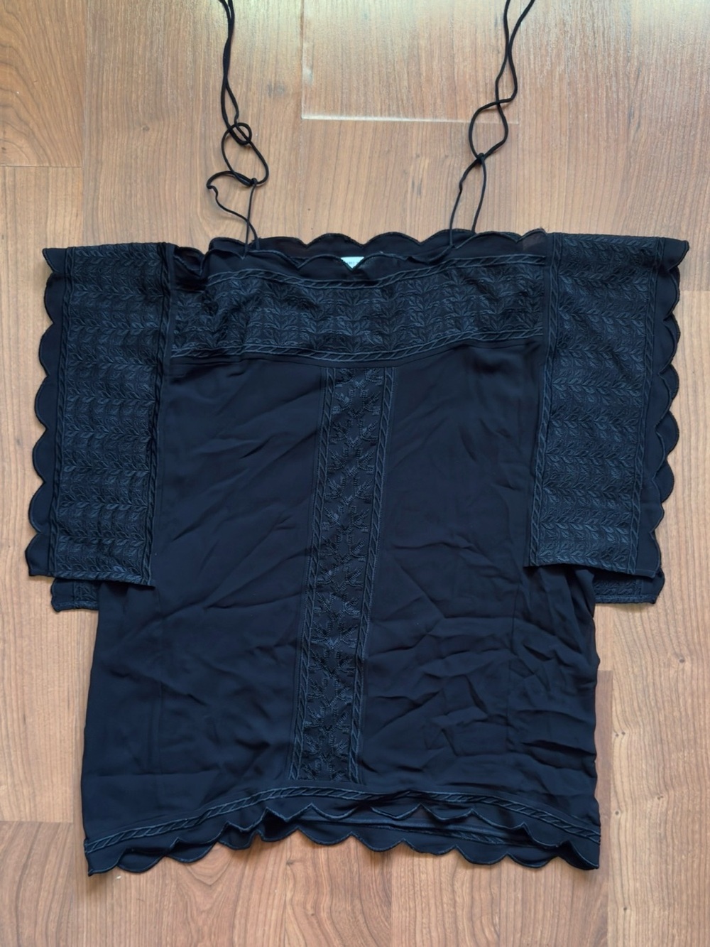 Isabel Marant Black Scalloped Off-Shoulder Camisole